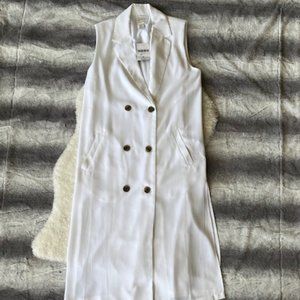 Forever 21 Double Breasted White Button Up Long Career Vest
